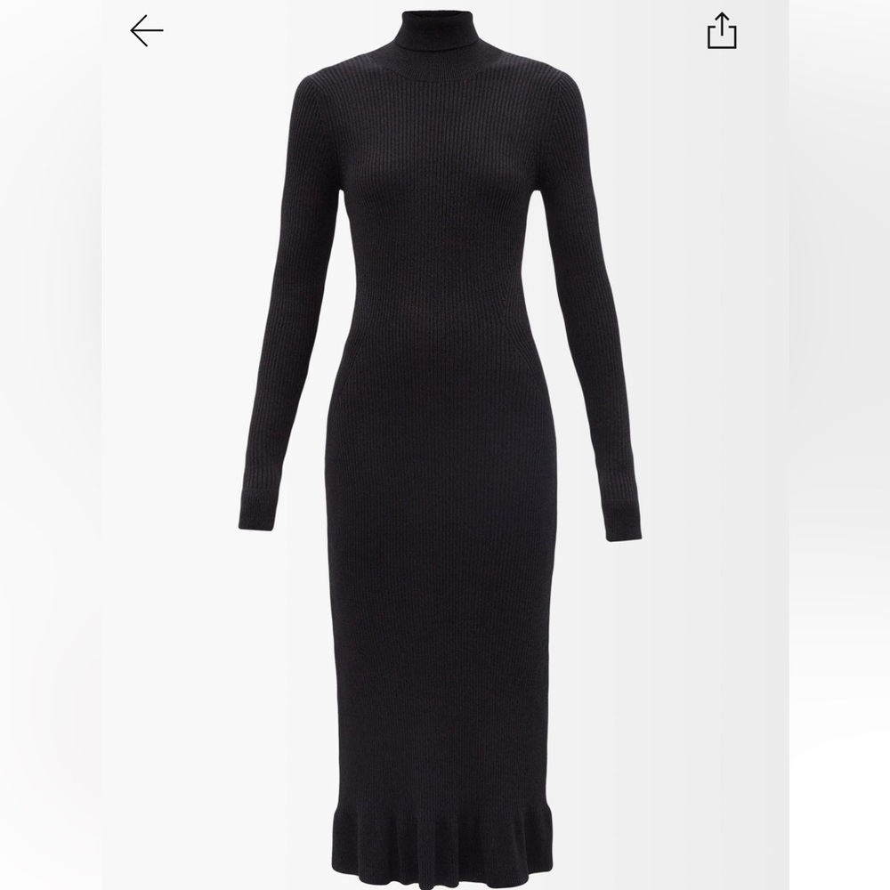 Ganni Roll-neck Tie-back Ribbed Sweater Dress
